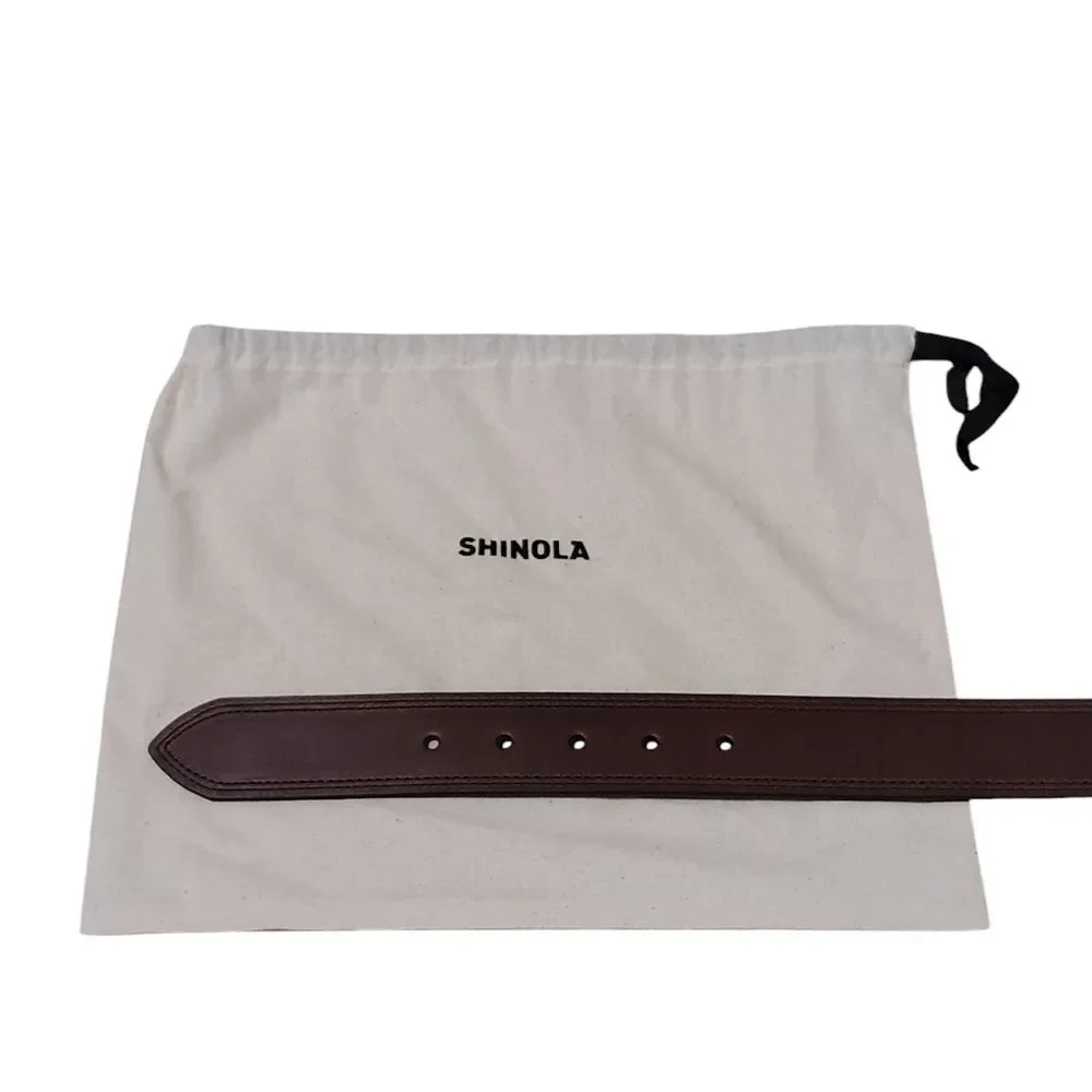 NWT Men’s Shinola Double Stitch Leather Belt Dark Brown, Size 32